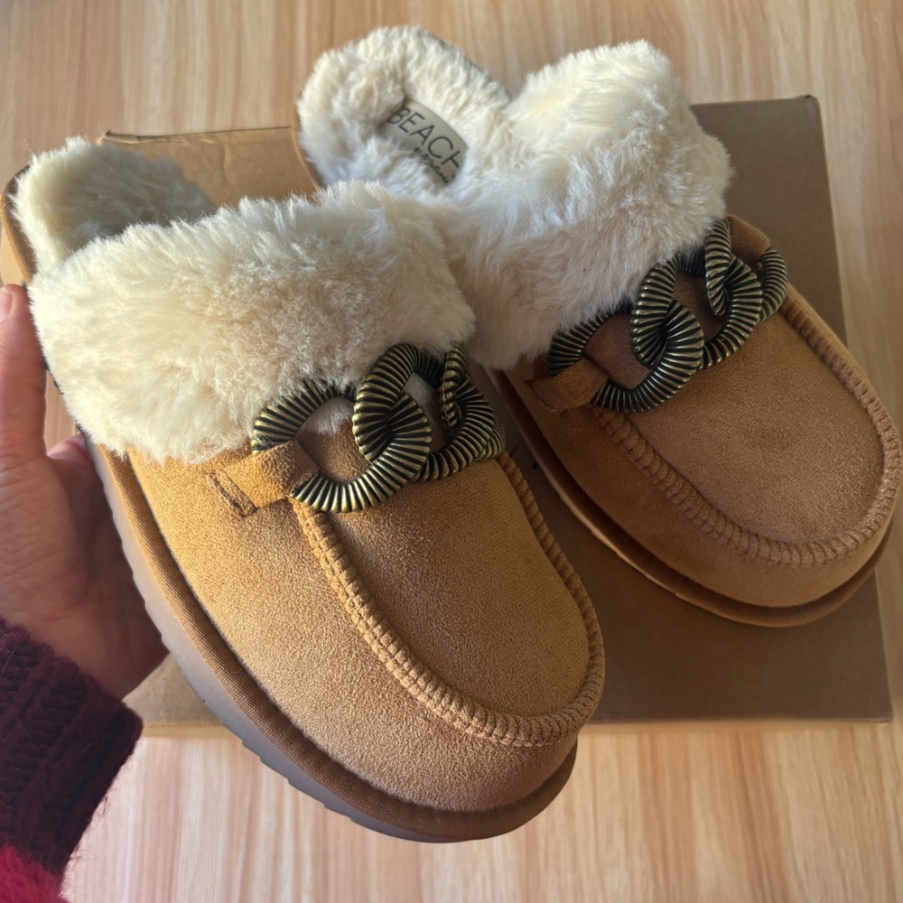 NIB Beach By Matisse Latigo Slipper WomenS SZ 10 Tan Shearling Slip-On Clogs - Picture 5 of 12